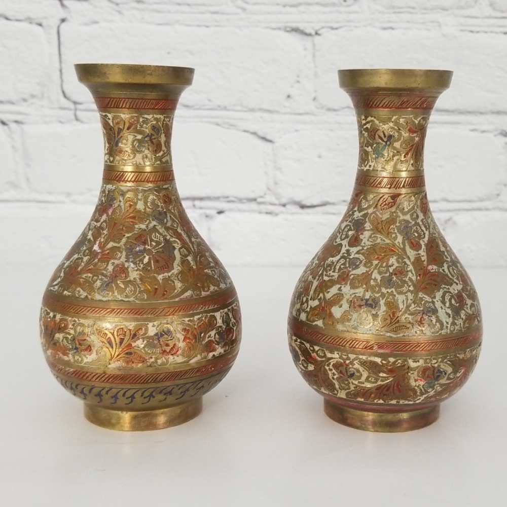 Pair of Small Brass Vases
